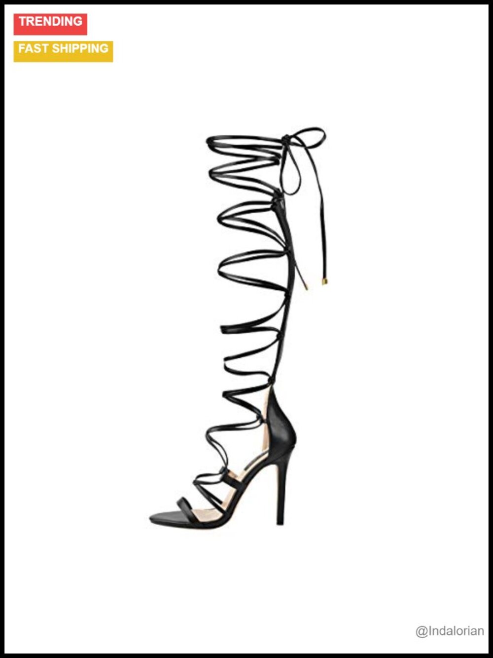 LISHAN Gladiator Knee High Sandals Lace Up Criss Cross Strappy Stiletto Heels